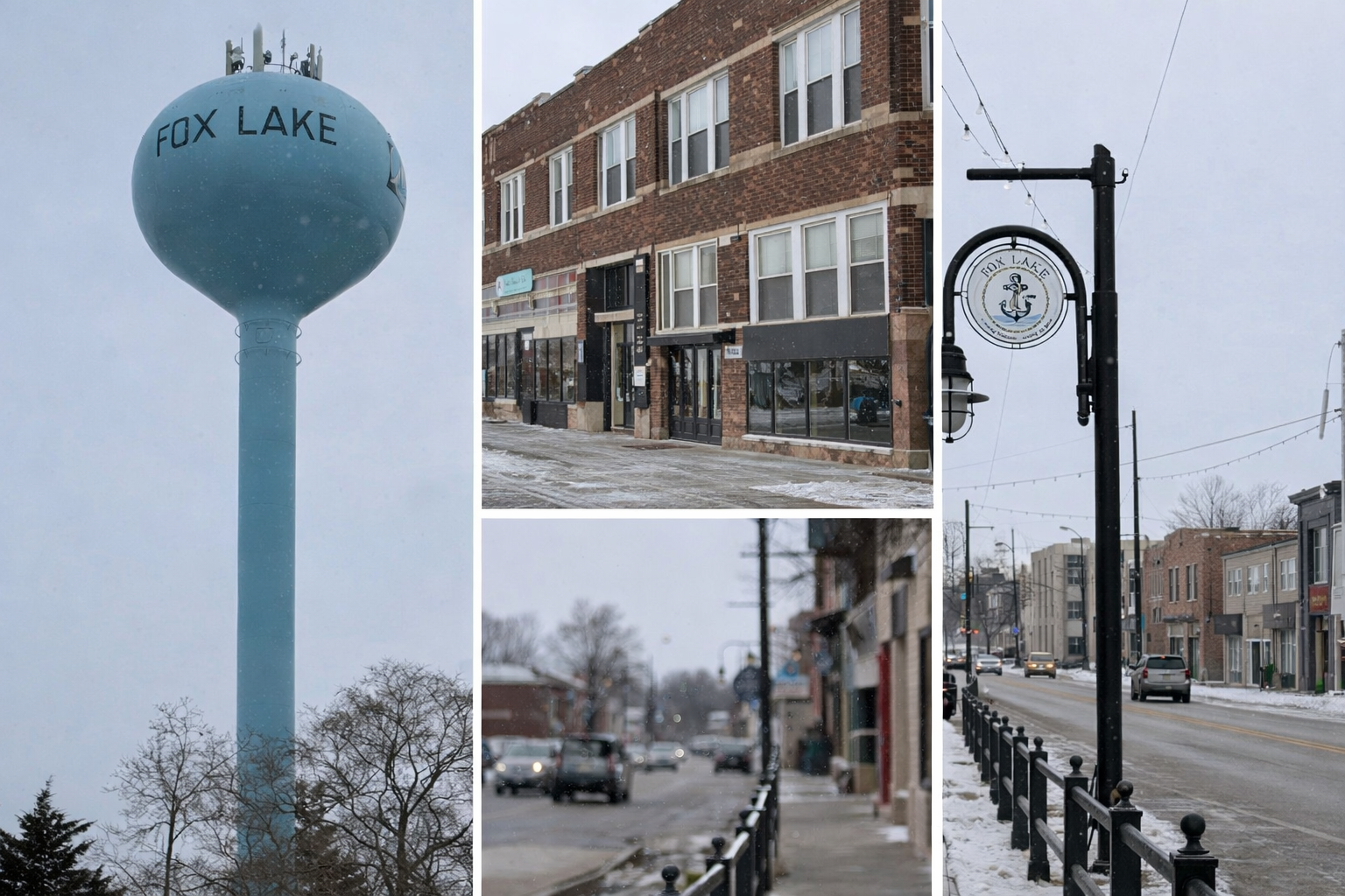 Fox Lake waterfront scene with boats, sunset light, and lake-town atmosphere.